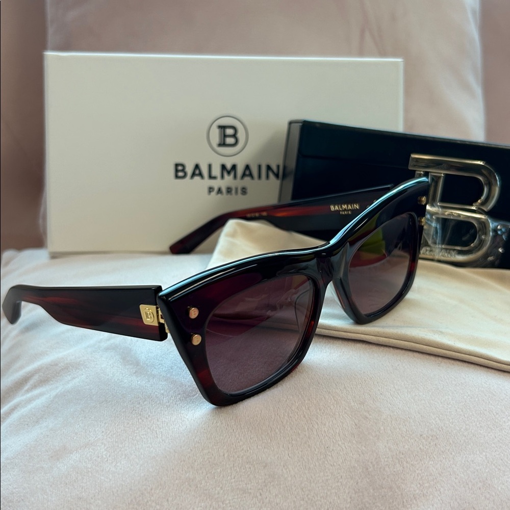 Balmain Paris Sunglasses Tortoise Shell With Gold… - image 6